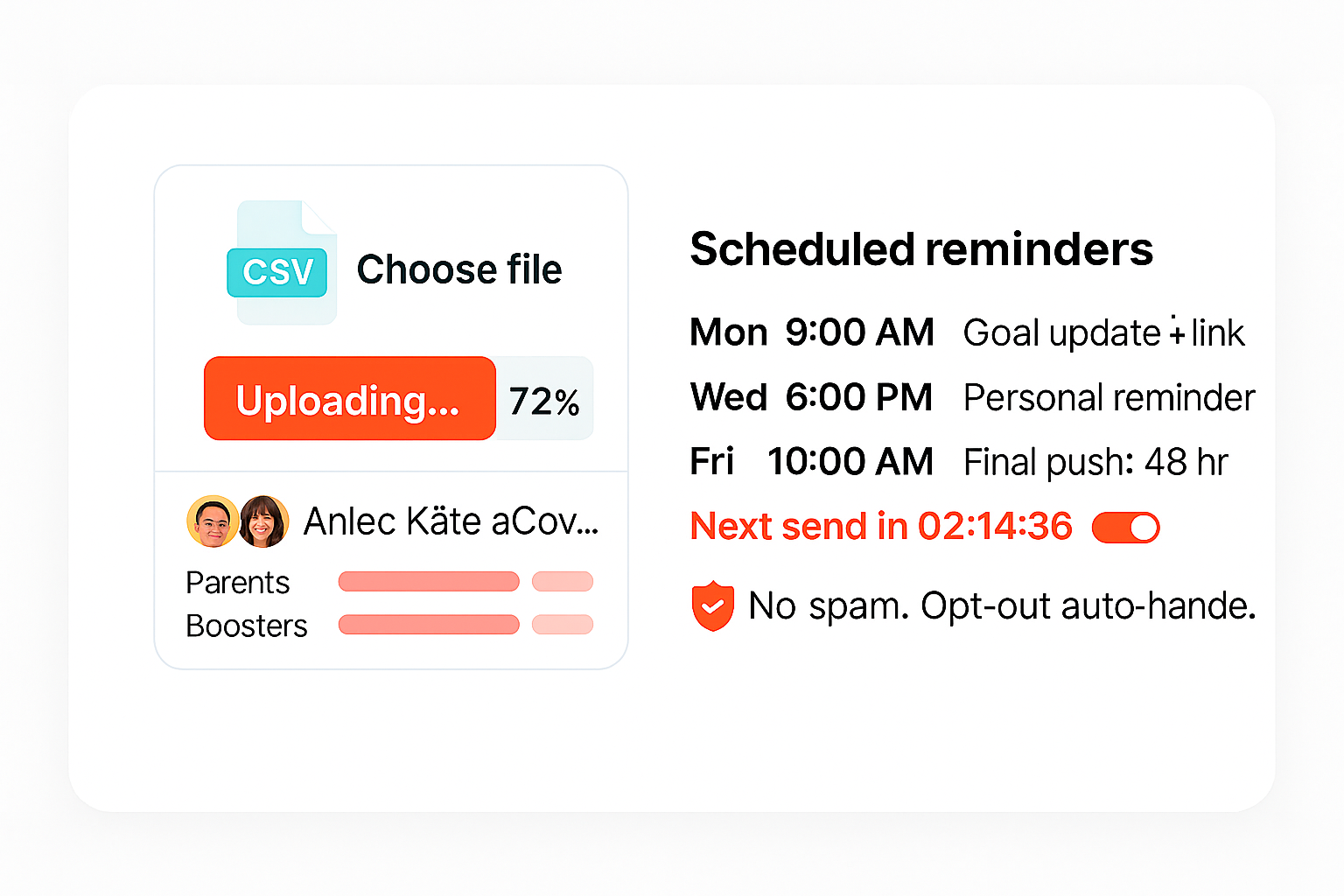 Automated Outreach - Upload contacts once, we send scheduled reminders and updates